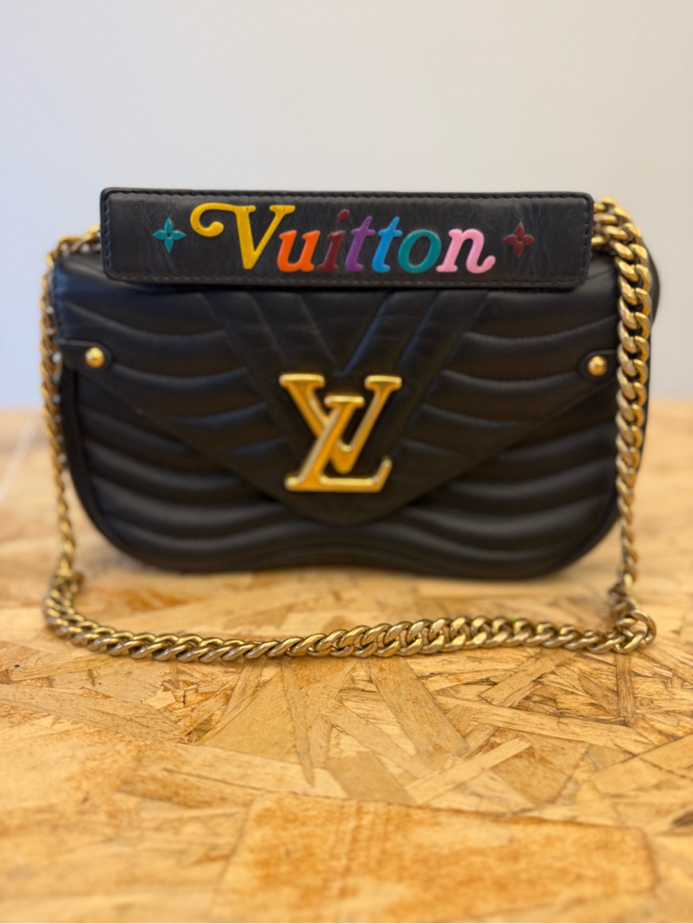 Authentic Louis Vuitton New Wave PM Black Quilted Chain Bag